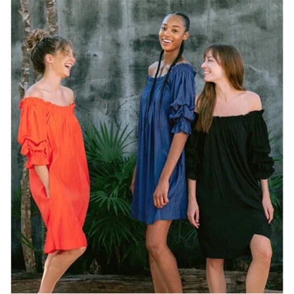 Mersea Blue  Pleated Puff Sleeve Mini Sundress - Picture 4 of 13